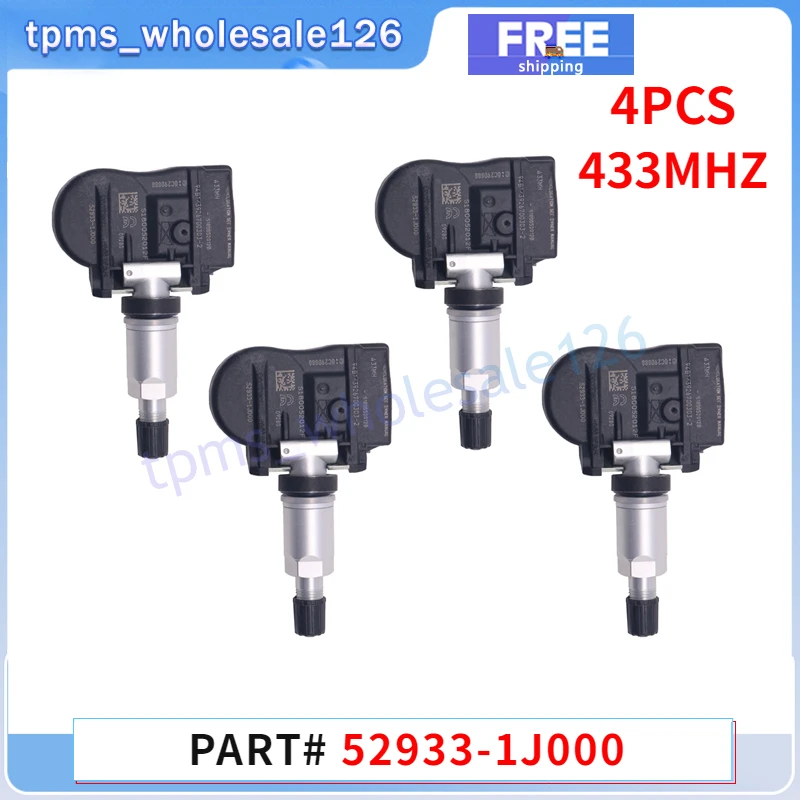 52933-1J000 TPMS Tire Pressure Monitor System Sensor 4PCS For 2011 2012 2013 2014 Hyundai I20 KIA Optima Venga 433MHZ 529331J000