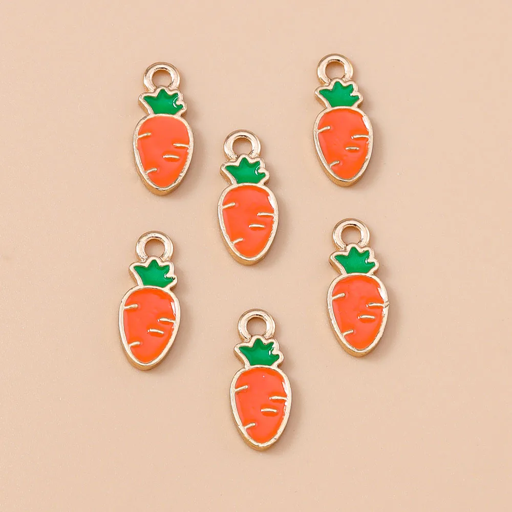 

20pcs 7x15mm Cute Mini Enamel Food Carrot Charms Pendants for Jewelry Making Earrings Necklaces Bracelets DIY Crafts Accessories