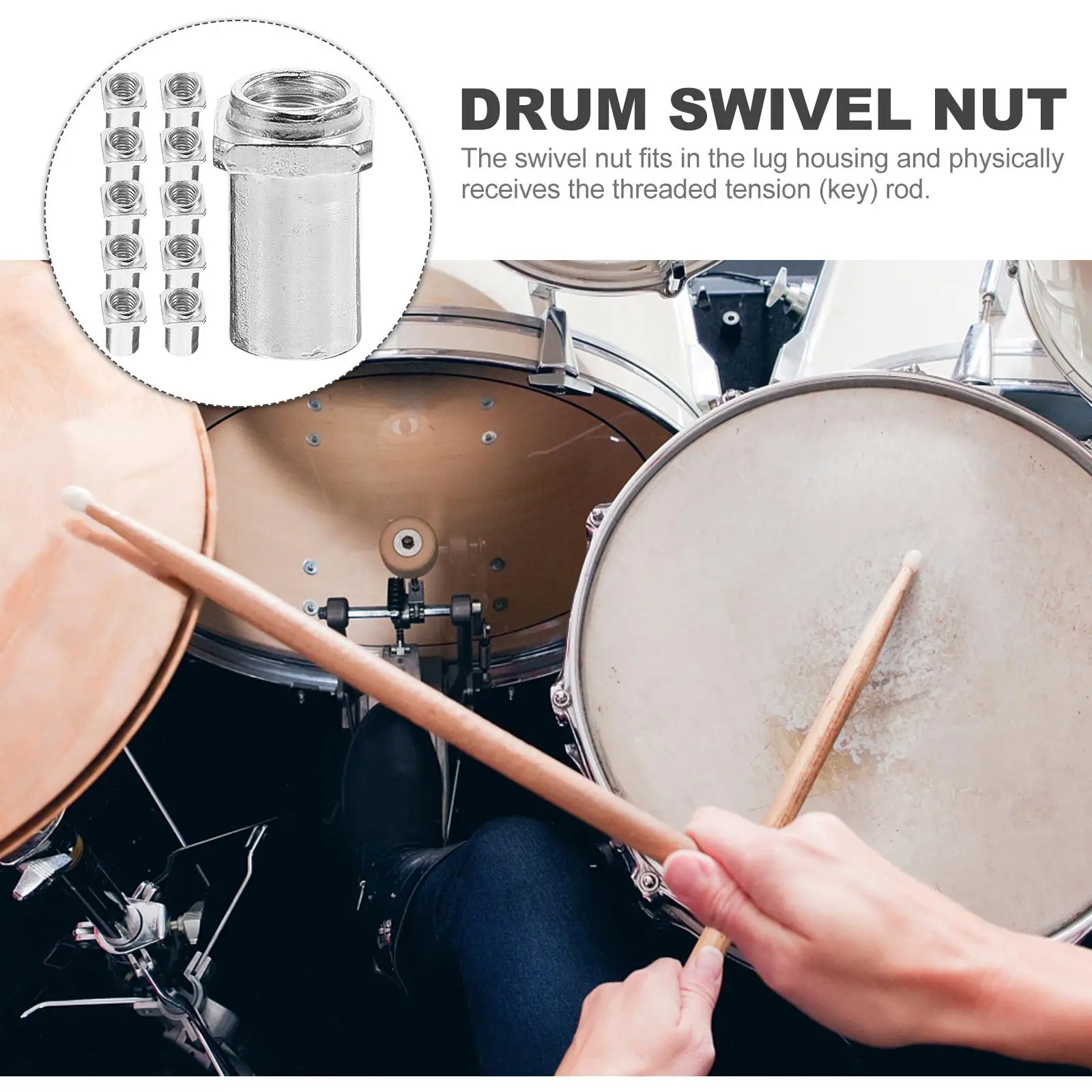 

20 Pcs M5 Silver Drum Swivel Nuts 5MM 6MM Spare Parts Accessories for Tom Lug Instruments Drum Supply Floor Hardware