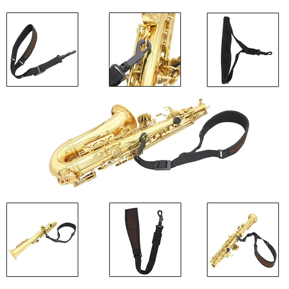 M MBAT High Elastic Cotton Padded with Hook Clasp Light Weight Adjustable Saxophone Sax Neck Strap Saxophone Accessories