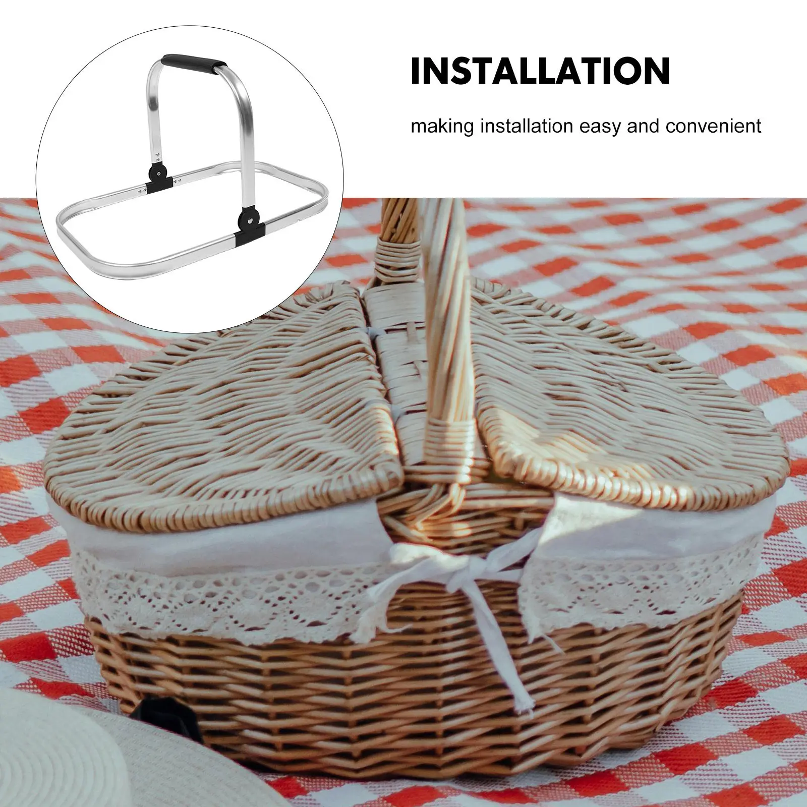 Collapsible Aluminum Basket Frame Lightweight Portable Space Saving with Antislip Handle for Camping Picnic