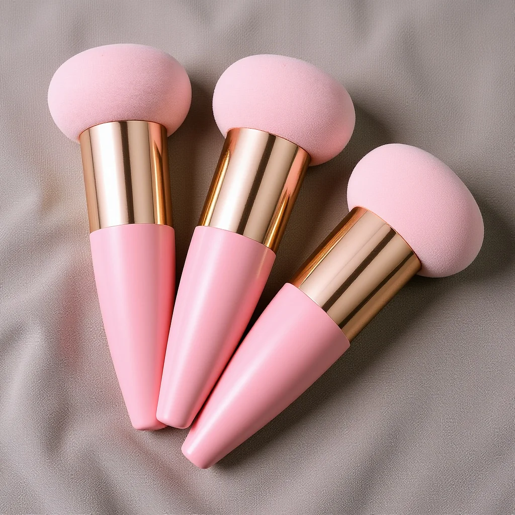 

3pcs Mushroom Head Makeup Soft Foundation Sponge For Liquid Makeup Blending Applicator With Handle Reusable Sponge For
