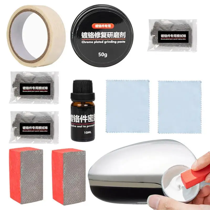

Chrome Strip Cleaner Trim Restorer Automotive Spray Car Door Trim Cleaner Set Rust Removal For Truck Chrome Polish Spray To