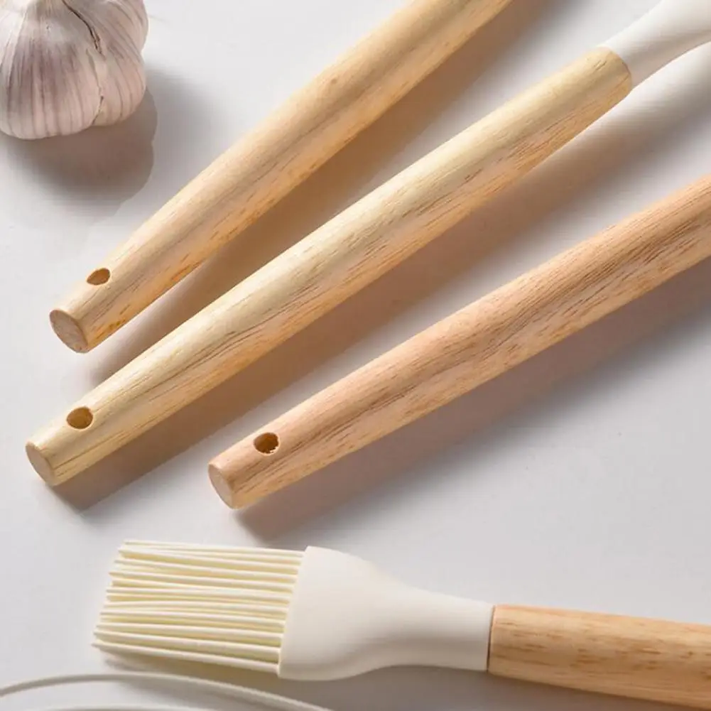 Non-scratch Silicone Cookware 12/14-piece Silicone Cooking Utensils Set with Wooden Handles Non-stick Heat Resistant Spatulas
