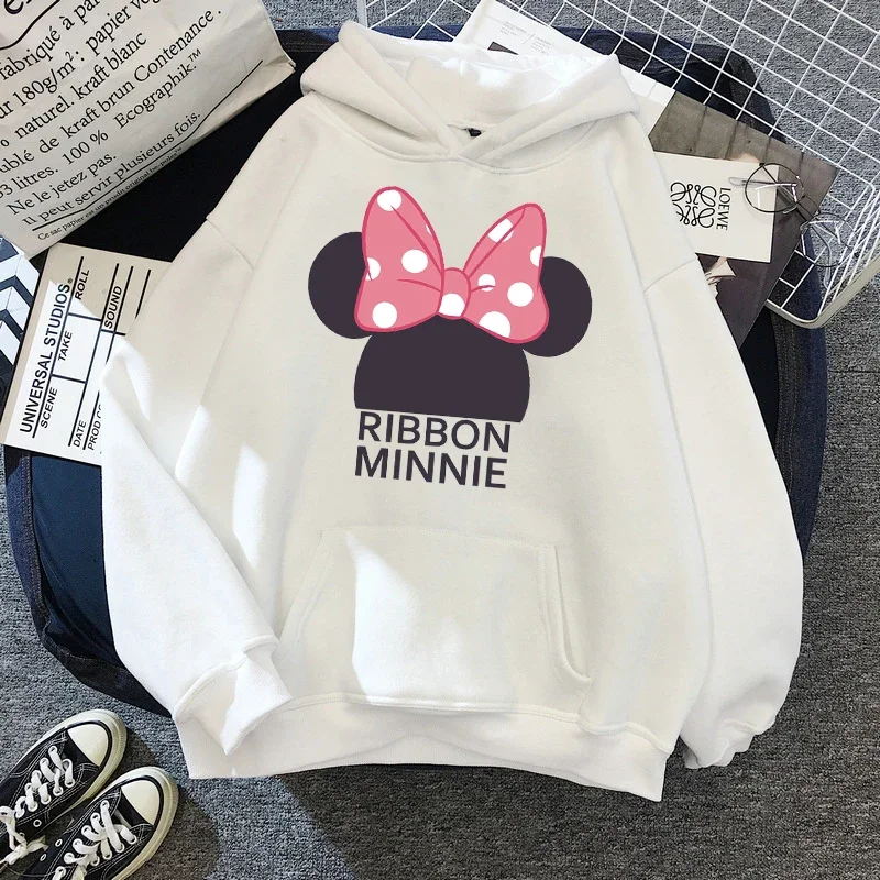 Kawaii Disney Mickey Mouse Hoodie Women Mickey Print Fleece Oversized Hoodie Loose Harajuku Hooded Clothing Sweatshirt Tops