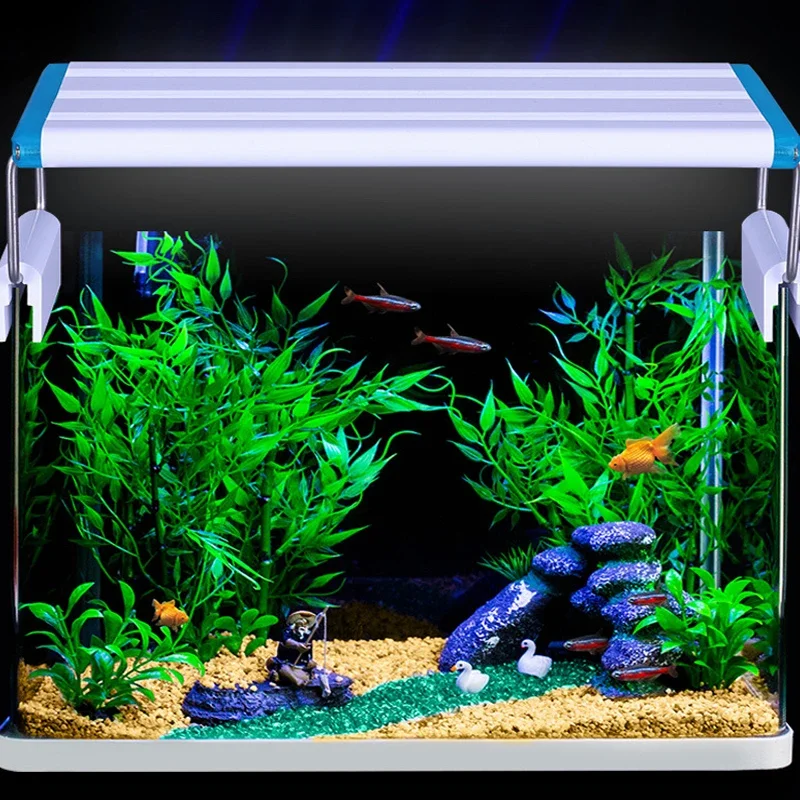 Acquario LED Light Super Slim Fish Tank pianta acquatica coltiva l\'illuminazione lampada a Clip luminosa impermeabile LED blu 18-75cm per piante 220v