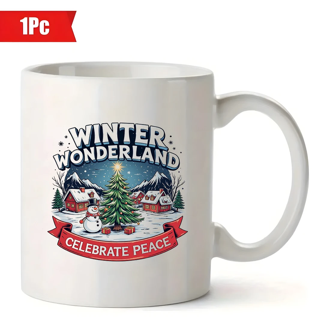 11oz cartoon Christmas mug + snowflake starry sky design Christmas gift kids cup home office coffee mug set