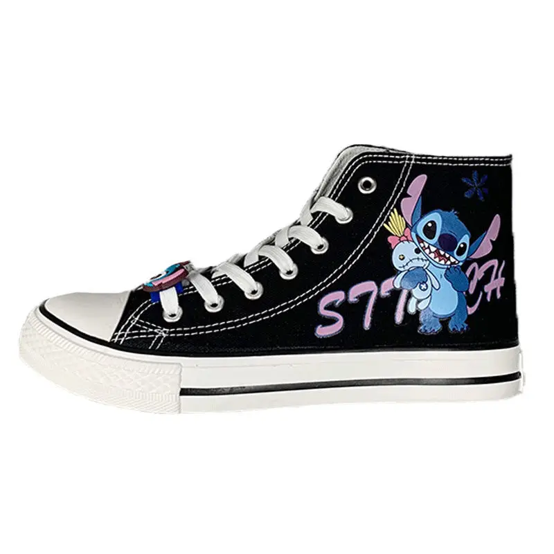 Lilo & Stitch Canvas Schoenen Schattige Cartoon Kleine Monster Patroon Schoenen Mode Casual Sport Hoge En Lage Canvas Schoenen