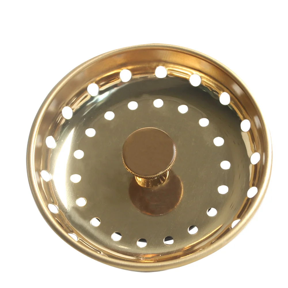 Talea Kitchen Sink Basket Filter Stainless Steel Golden Sink Strainer and Stopper Replacement for Standard 3-1/2 inch Drain