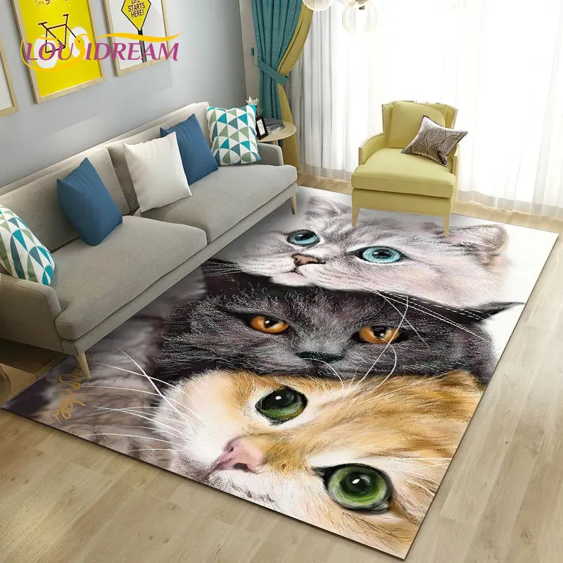 

3D Cartoon Cute Cat Area Rug,Carpet Rug for Living Room Bedroom Sofa Doormat Kitchen Decoration,Kid Play Game Non-slip Floor Mat