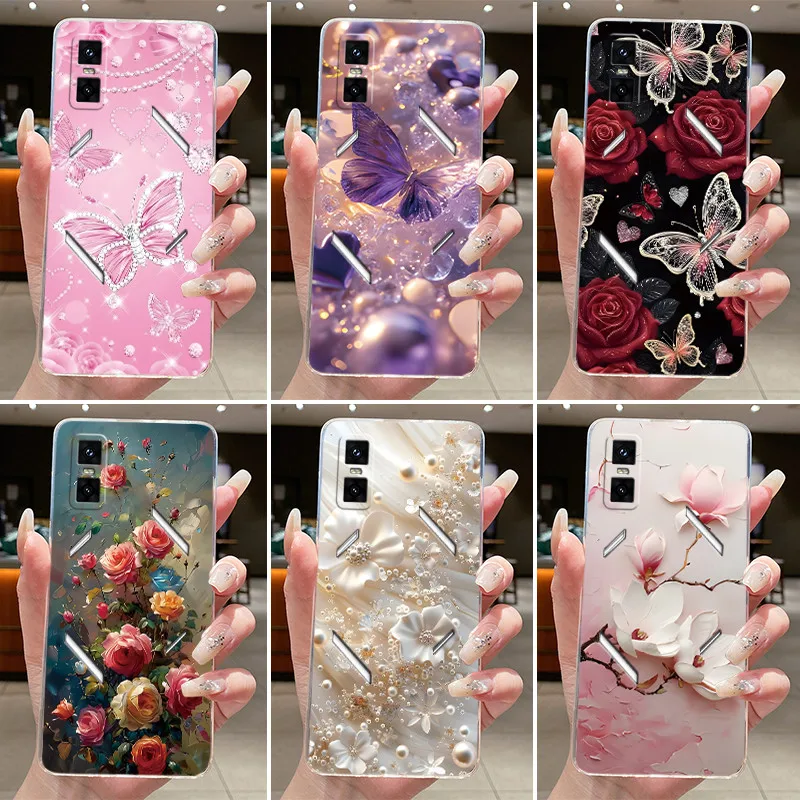For Infinix GT 30 Pro Case Clear Luxury Butterfly Fashion Flowers Soft TPU Silicone Phone Cover for Infinix X6873 GT 30Pro Case