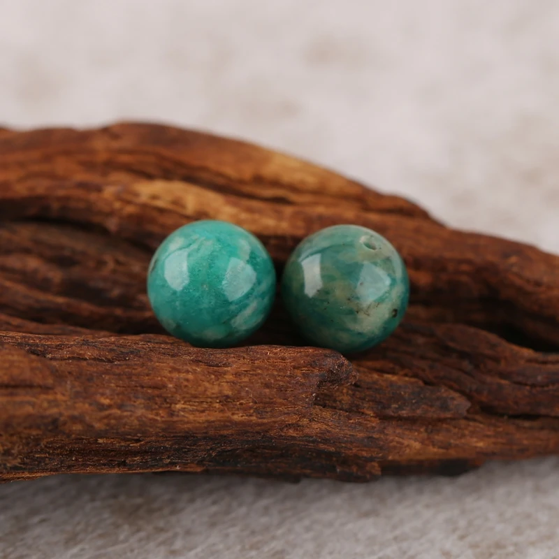 B&F 10mm Chrysocolla round Earring Beads 2.8g Handmade Natural Stone Polished Jewelry Making Supplies