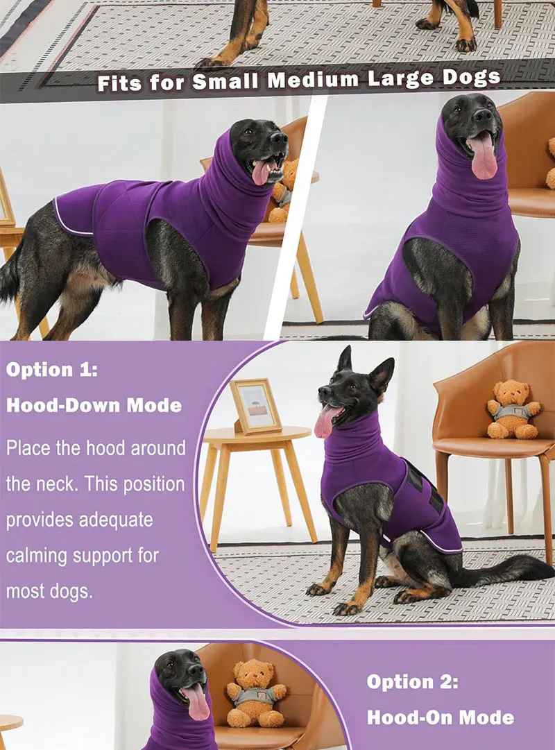 Bestseller Beruhigungs-Jacke für Hunde, Angst-Linderungsweste nach dem Kastrations- bzw. Neutungsprozess, Multifunktionale Kopfbedeckung für Kleine und Mittelgroße Hunde – Detail 5
