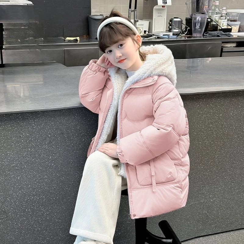 【2025 New】Kids TwoinOne Down Coat Korean Style Mid Length Winter Jacket for Toddler & Big Kids Warm & Stylish Cotton Coat