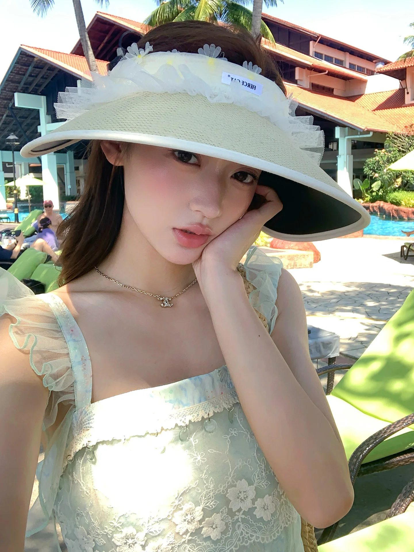 Summer Outdoor Women's Daisy Sun Hat Large Brim UV Protection Beach Vacation Style Adjustable Unbranded Floral Sunshade Cap