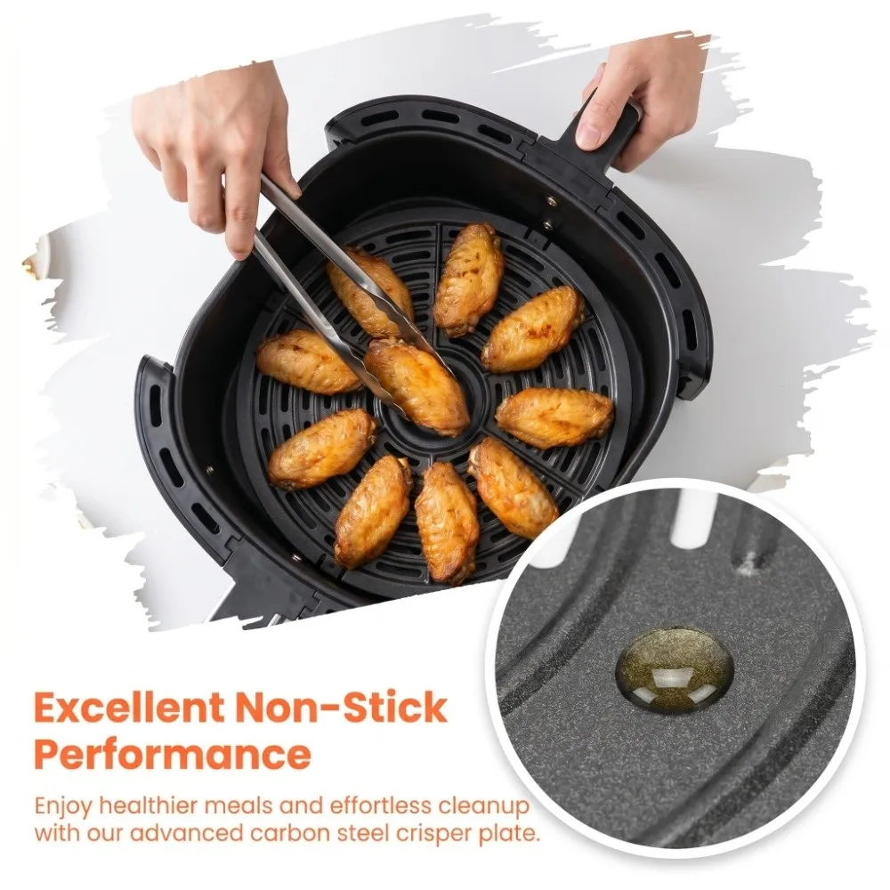 Nonstick Coating Fryer Replacement Tray Porous Round With Silicone Brush Fryer Grill Pan Handle With Silicone Sleeve
