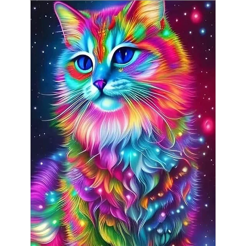 

AB Diamond Diamond Painting Rainbow Cat Embroidery Kit Wall Decoration Hanging Painting