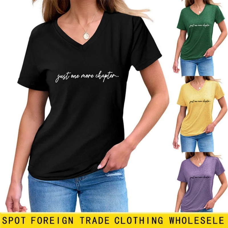 

Short-sleeved T-shirt - Summer V-neck Loose Women's Stylish Printed Versatile Top