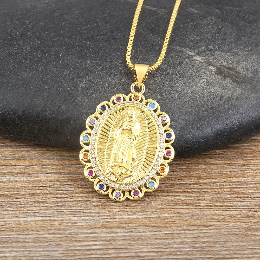 Our Lady of Guadalupe Jewelry Set – Gold Earrings & Necklace 3