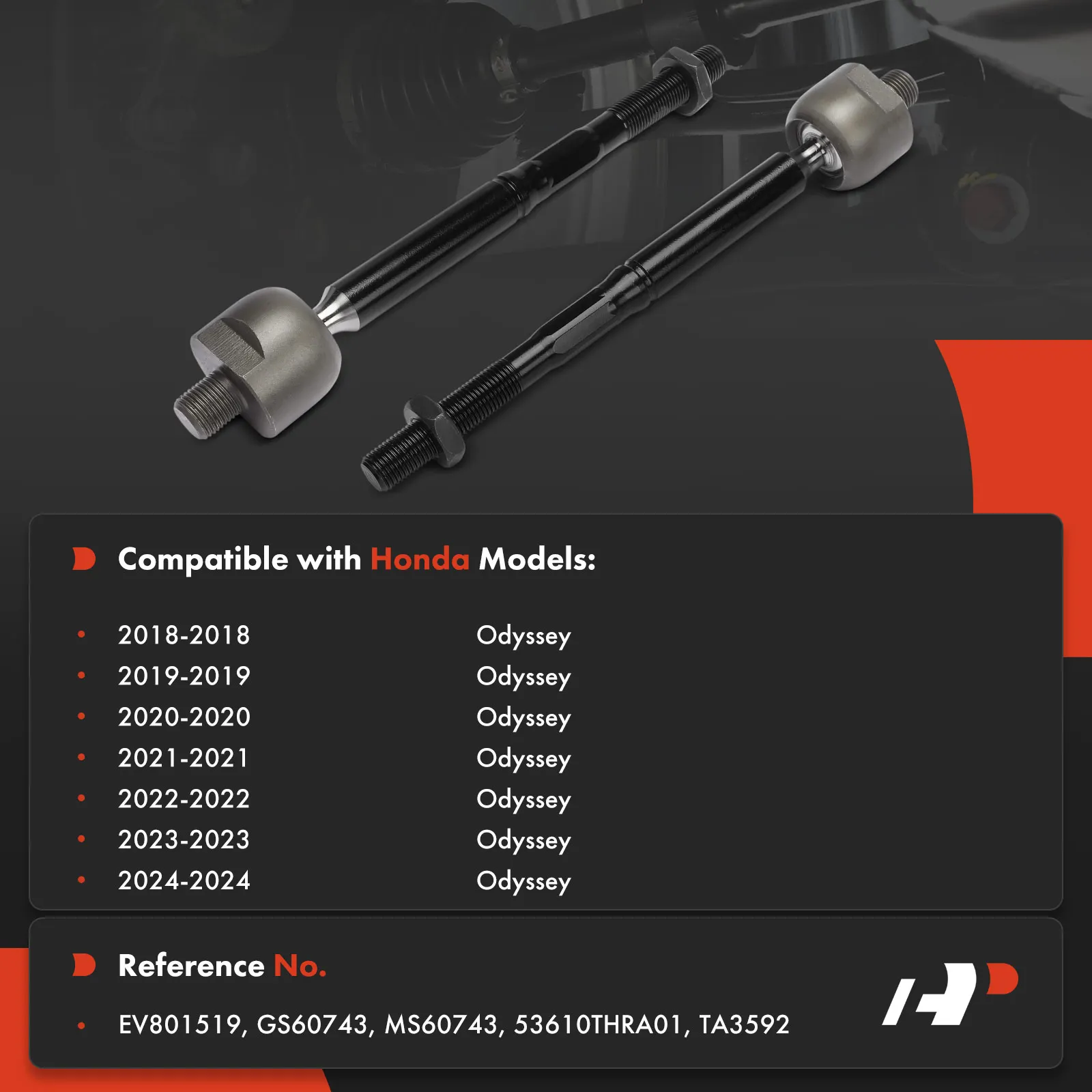 A-Premium 2x Front Inner Side Steering Tie Rod End for Honda Odyssey 2018 2019 2020 2021 2022 2023 2024 V6 3.5L