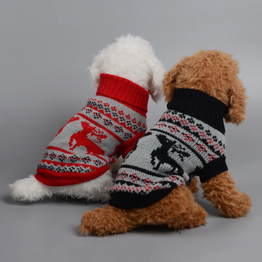 

Winter Costume Warm Christmas Deer Pattern Sweater Christmas Tree Pet Clothes Size S(Black)