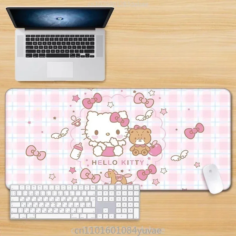 Hellokitty Pu Leather Mouse Pad Oversize Pink Cute Cartoon Girl Computer Table Mat Dormitory Oil-proof and Waterproof Tablecloth