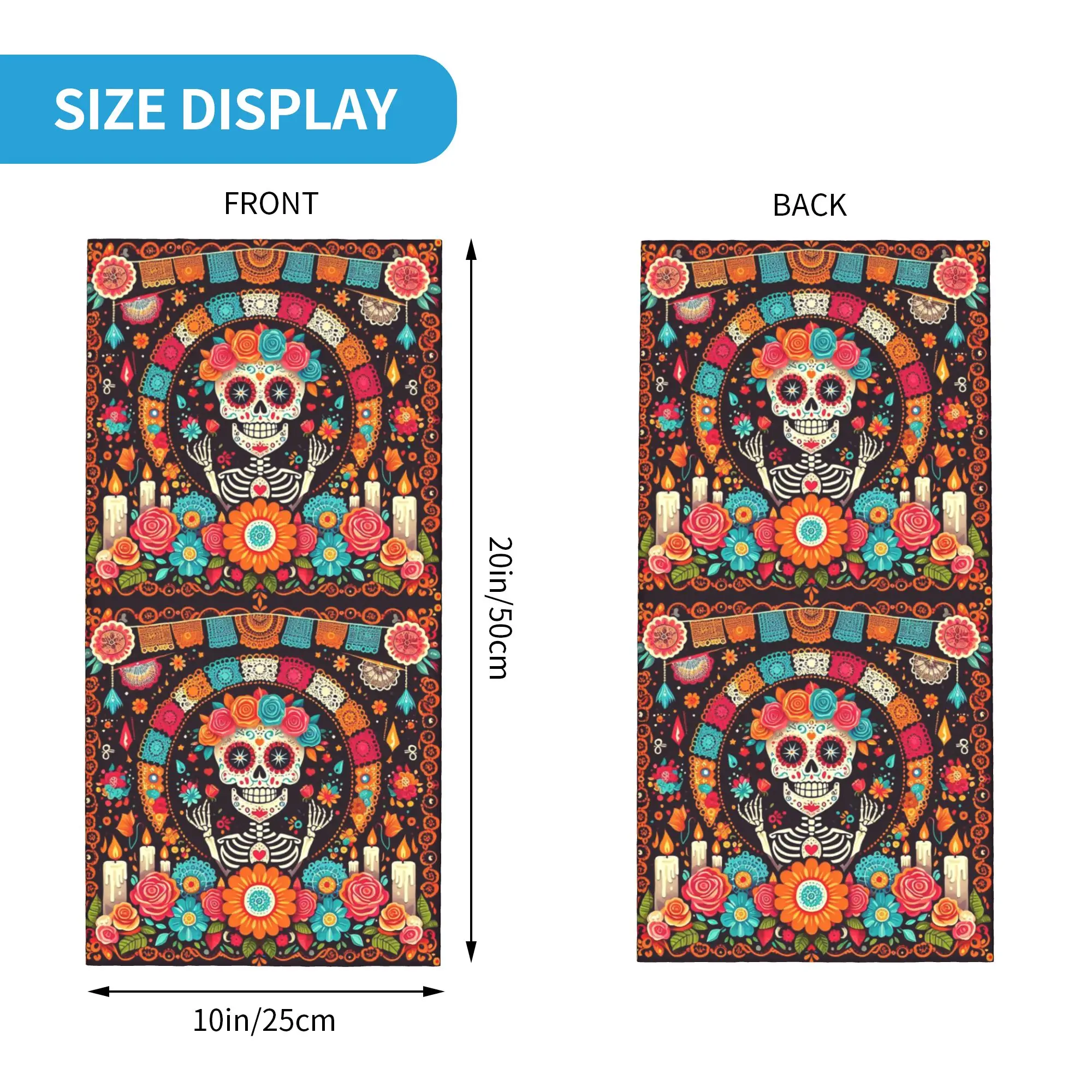 Mexican Skull Calavera Illustration Bandana Neck Cover Printed Mask Scarf Cycling Scarf Riding Unisex Adult Winter