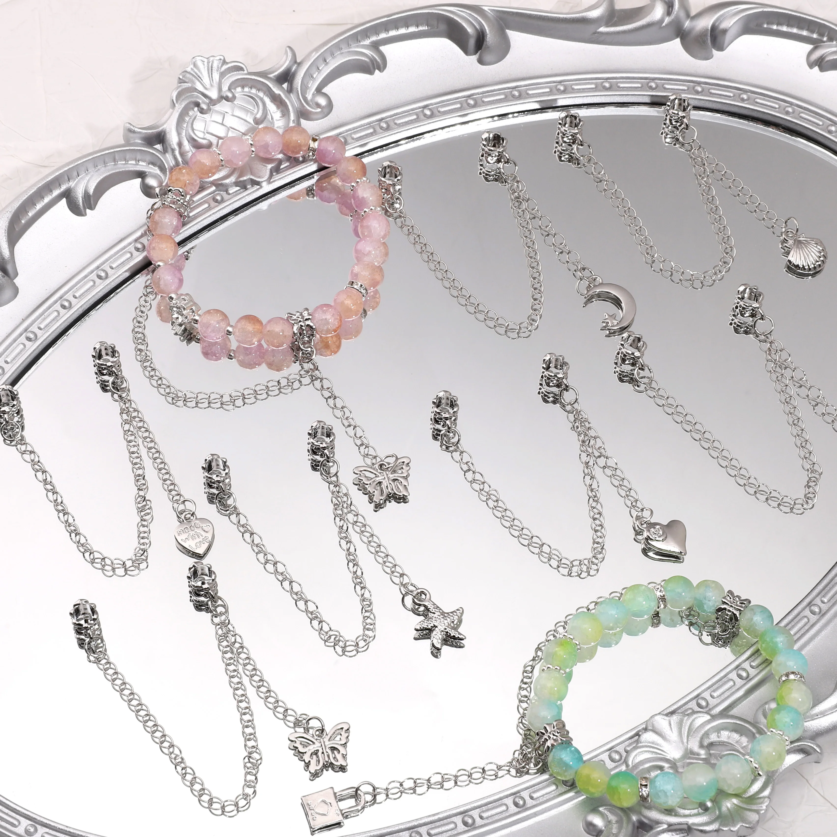 

1Pc Fashion Alloy Safety Chains Star/Heart/Moon/Butterfly/Shell Shape For Original Bracelets DIY Handmade Women Jewelry Findings