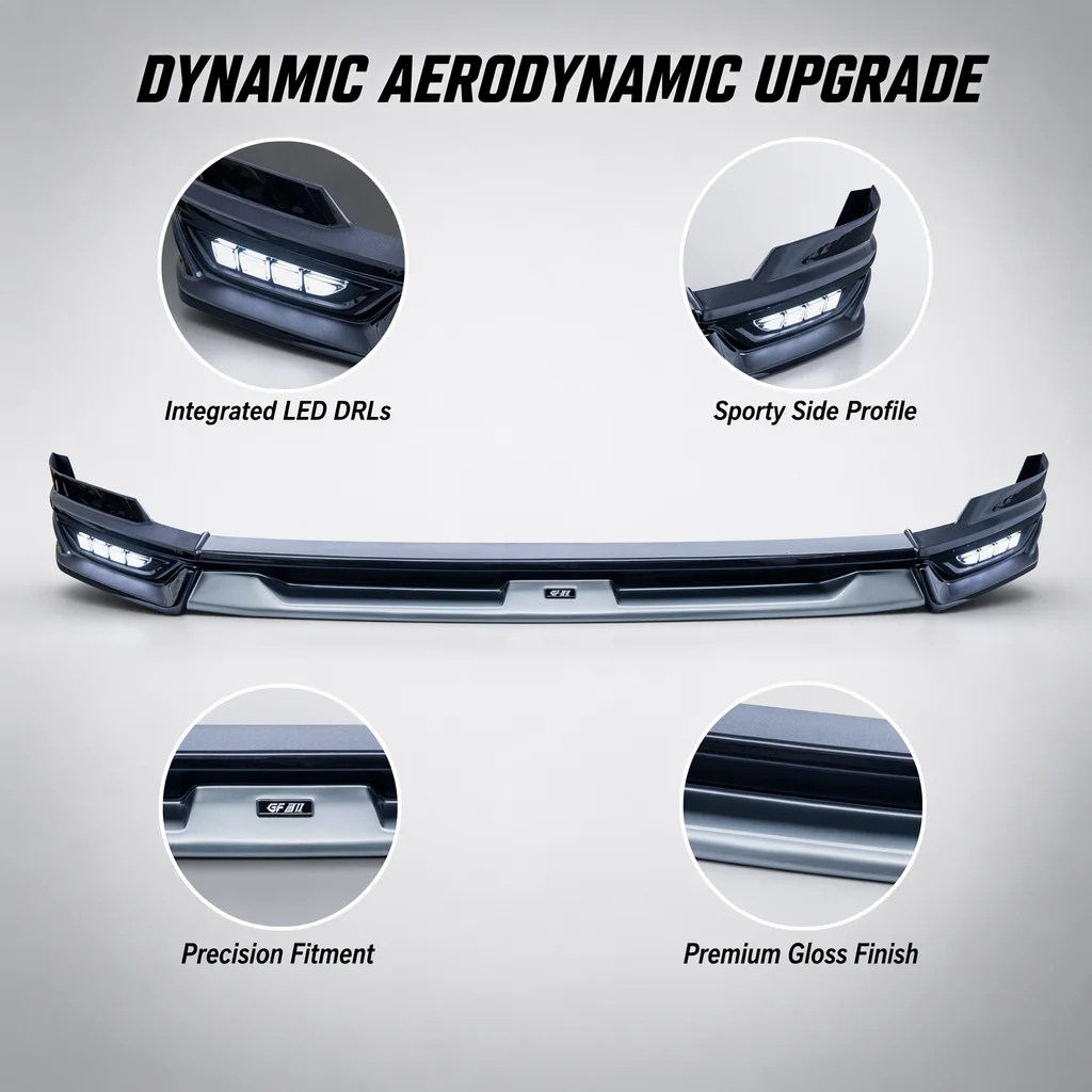 GOFY Zeekr 9X Night Purple PP Front Lip DRL Light Bumper Spoiler Protector Polished Finish Exterior Modification Parts Upgrade