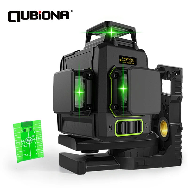 Clubiona CE Certificated 3D New ABS and PC Shell Shockproof Lines Laser Level with 5200 mah BATTERY Work Separately Laser Lines