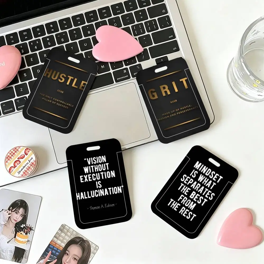 Porte-carte d'identité avec citation de motivation, étui pour cartes de permis de travail, cartes de bus pour femmes, hommes, étudiants et enfants