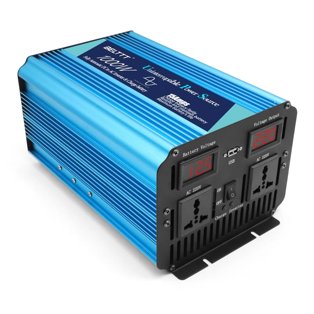 Ups Carregador de Bateria Backup Inversor de Onda Senoidal Pura 12v 24v dc para 220v Conversor de Potência do Carro 1000w