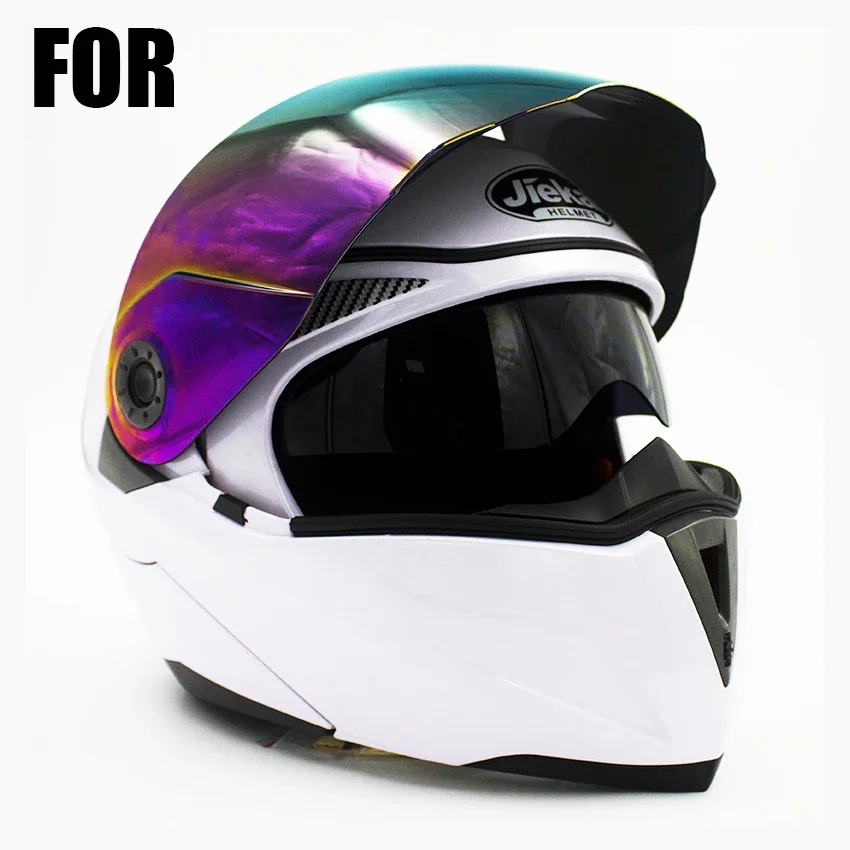 Capacete de motocicleta ABS Full Face, viseira preta, lente substituir a viseira, Jieka105 150, 4 cores