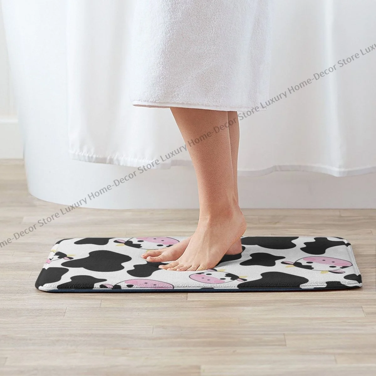 Anti-Slip Doormat Bath Mat Small Cow Floor Carpet Entrance Door Rug Indoor Decor