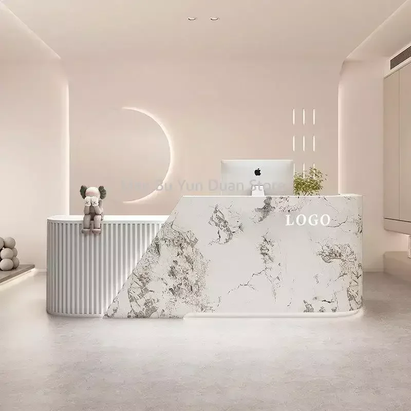 

Modern Luxury Furniture Small Reception Desk Church Gold Floaoting Shelf Room Office Table Party Tables Aesthetic Salon Counter