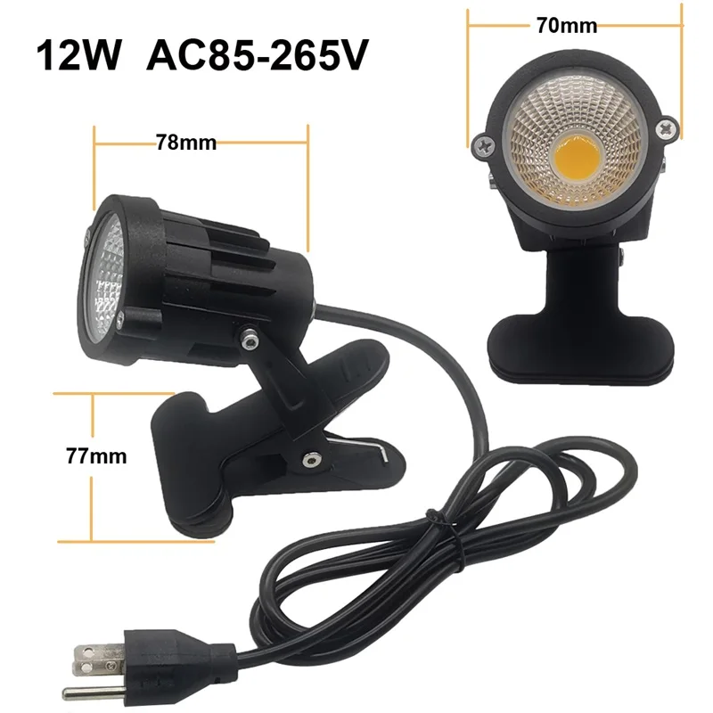 LED Clamp Indoor Spot Light Plants Decor Accent Lighting Clip on Lights Uplight with Plug for Desk,Trade Show,Workshop,Billboard