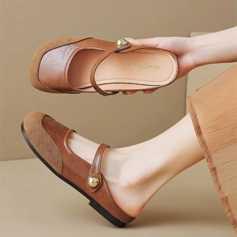 DIMANYU Half-slip Women's Open-toe 2026 New Autumn Wearable Outside One-strap Vintage Women's Mule Large Size Slippers