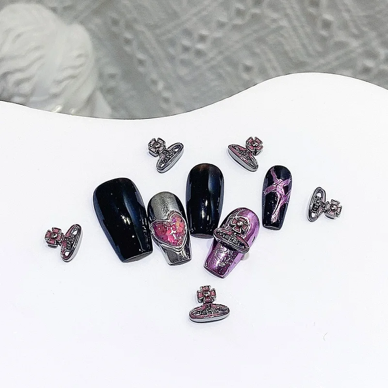 TSZS Luxury Saturn Planet Nail Rhinestones Glitter 3d Cross Nails Charm Alloy Jewelry Diamond-Set Gems Nails Art Manicure Decora