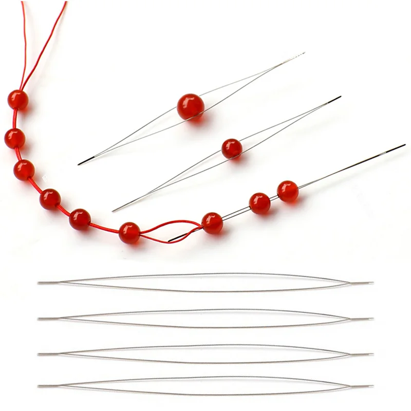 1pc /5pcs 0.2mm Length 125mm Opening Beaded Pins Needle Beading Stainless Steel Threading DIY Handmade Accessories Making Tools