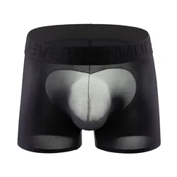 Bóxer de malla con bolsa para pene para hombre, ropa interior ultrafina, Sexy, con forma de corazón, de seda de hielo, CLEVER-MENMODE