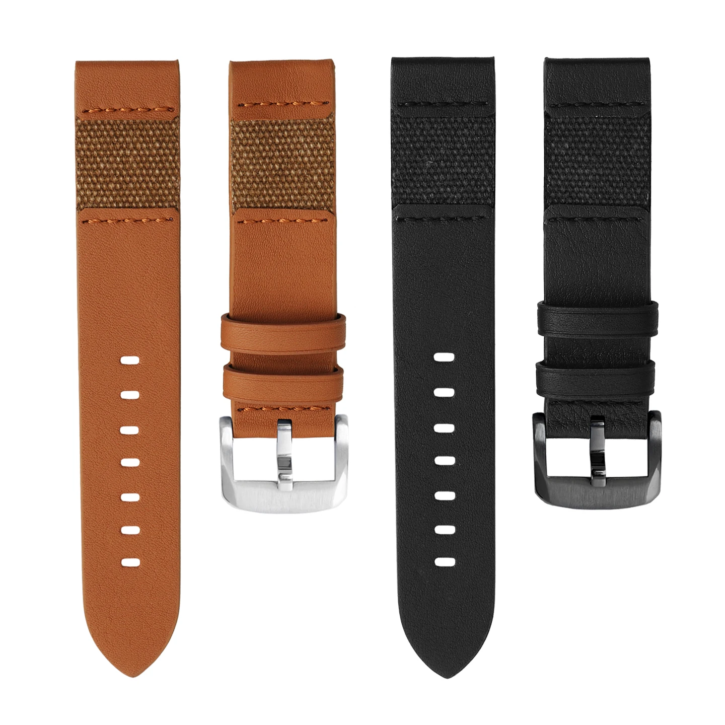 20 مللي متر 22 مللي متر الهجين الجلود و قماش حزام (استيك) ساعة حزام ل كاسيو بانيراي رولكس تيودور الإفراج السريع استبدال سوار