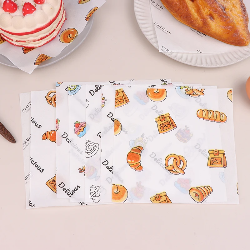 50Pcs Food Grade Baking Wax Paper Food Wrappers For Cake Pastry Wrapping Grease Paper For Festival Party Bread Burger Oilpaper