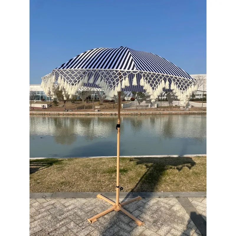 

Вертикальные синие и белые полосы, 8k, желтый железный зонт B & B, кисточка для фотосъемки, кемпинга, пикника