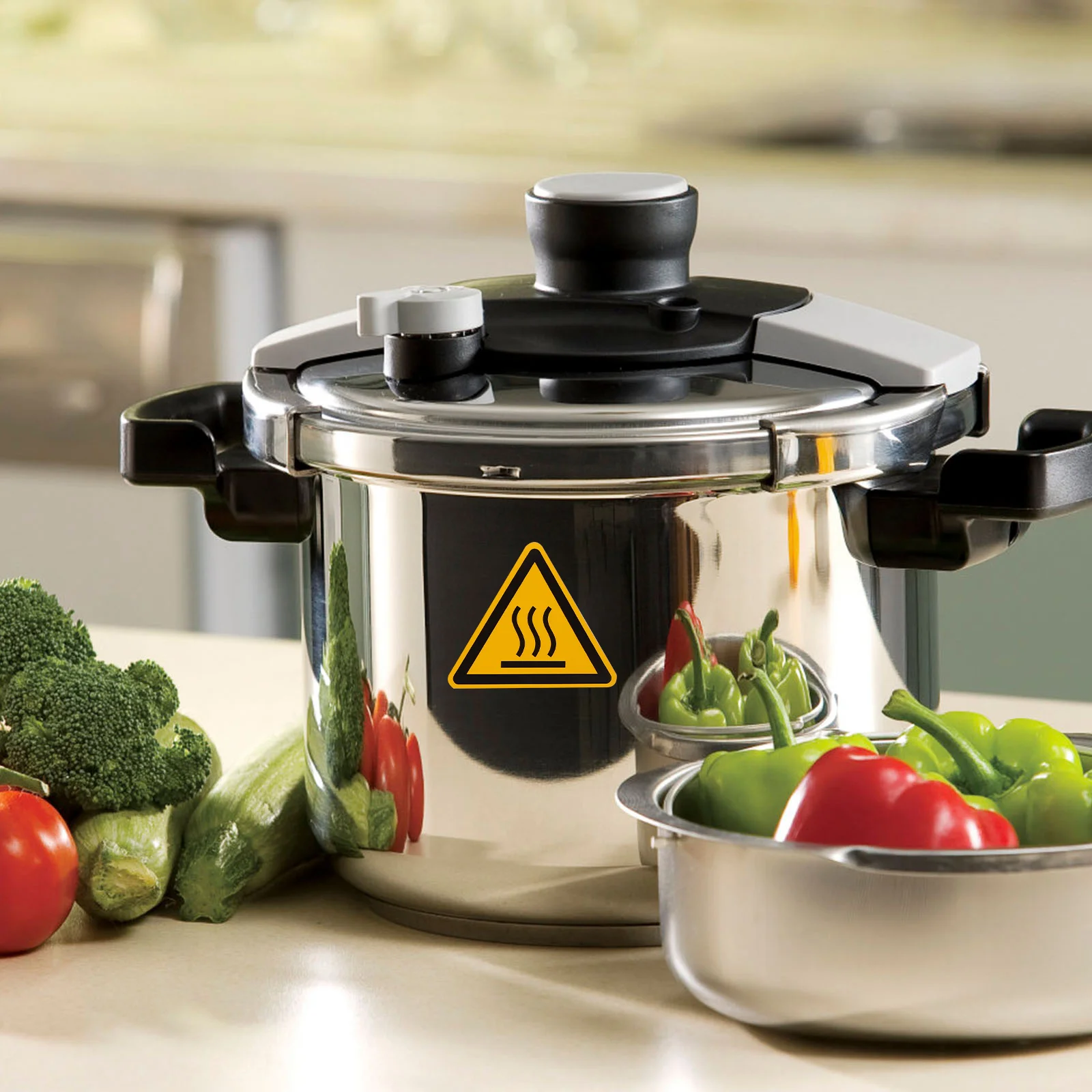 6pcs Warning Label Stickers 100mm High Temperature Safety Signs Equipment Decals Bright Patterns Caution Hot Surface