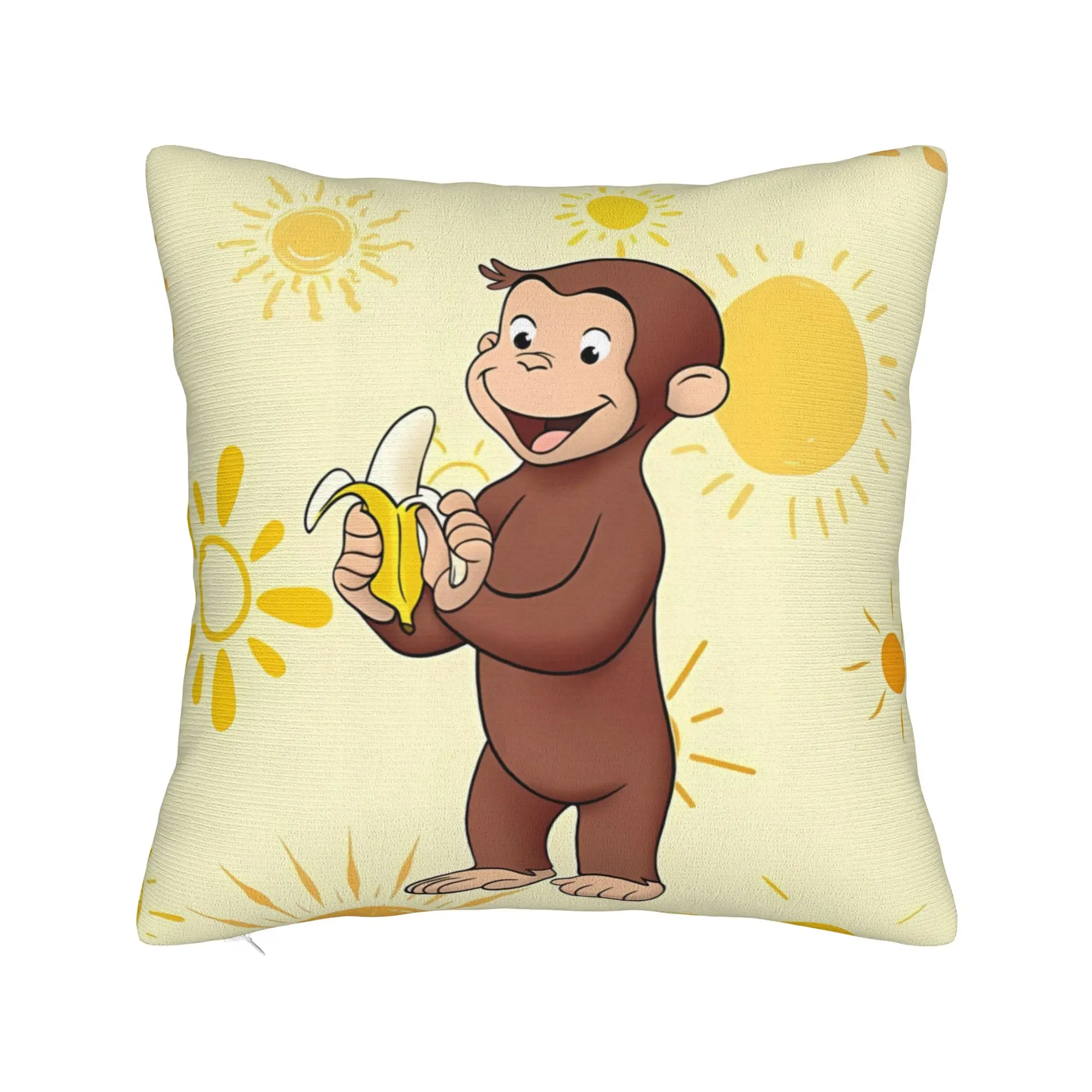 Curious George-s Pillow Cover  Kawaii Pillow Case For Office Car Home Decor Square Pillowcases Birthday Gift