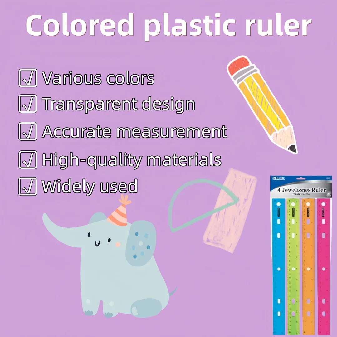 学生用定規パック：学校、教室、数学、幾何学、宿題の測定用の12インチプラスチック製メートル法センチメートル定規セット