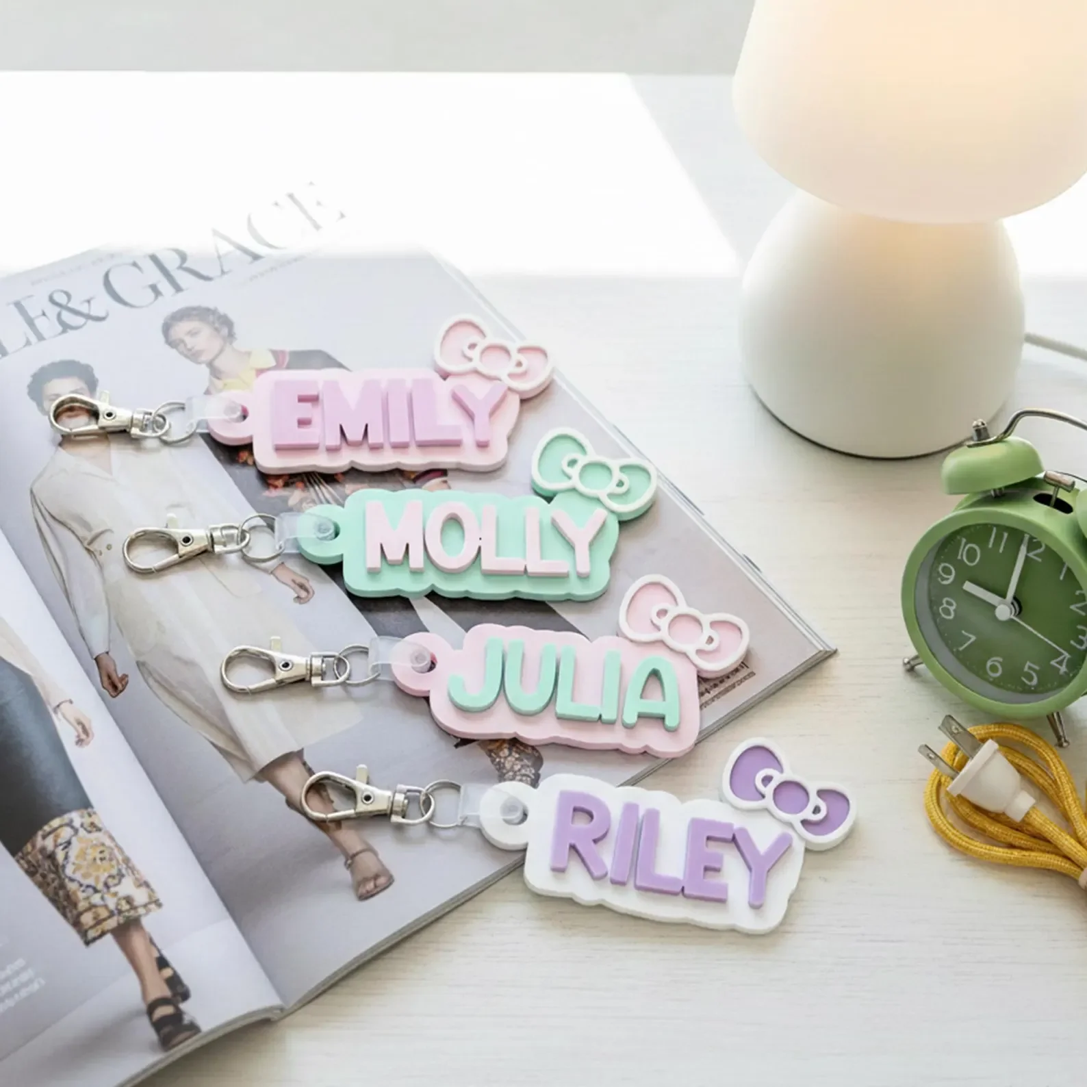 

Personalized Name Keychain Custom Letter Keyring Engraved Bag Charm Zipper Pull Gift for Kids Teens Adults Everyday Use