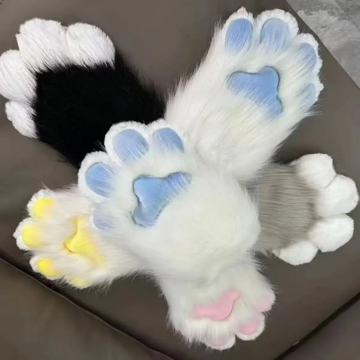 Furry Paw Gloves - Cute Animal Hand Puppets, Plush Cosplay Mittens
