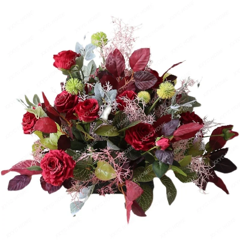 

Red Rose Wedding Road Lead Flower Ball Combination Column Flower Guide Decoration Activity Layout Simulation Silk Floral