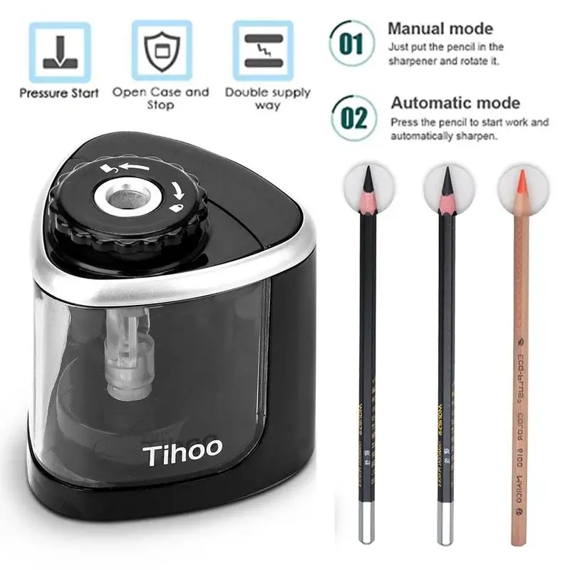 Electric Pencil Sharpener Automatic Battery Operated Helical Blade for No.2 Colored Pencils 6-8mm for Students Kids School